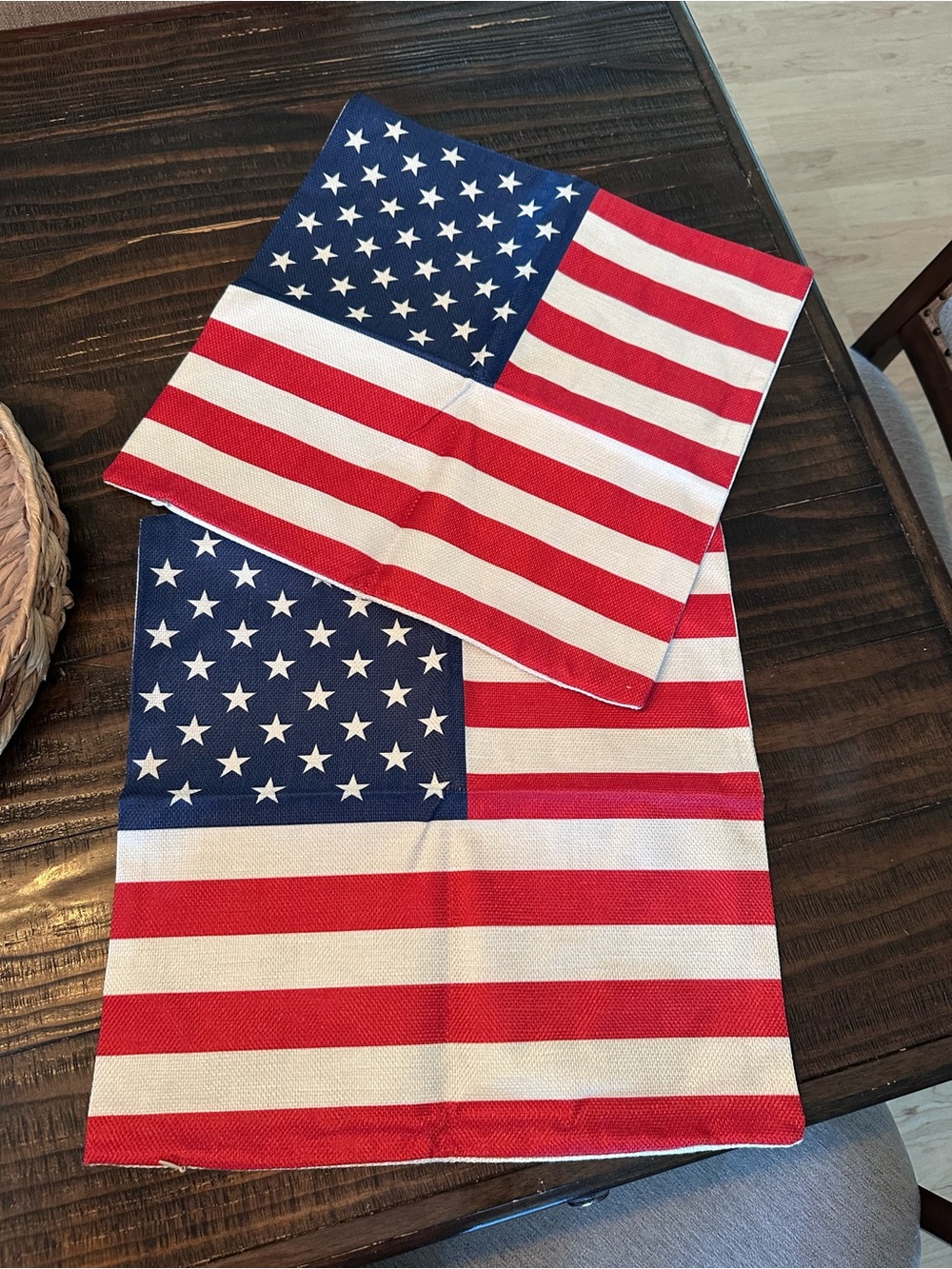 2 piece cloth zippered 12x12 USA flag pillow cases